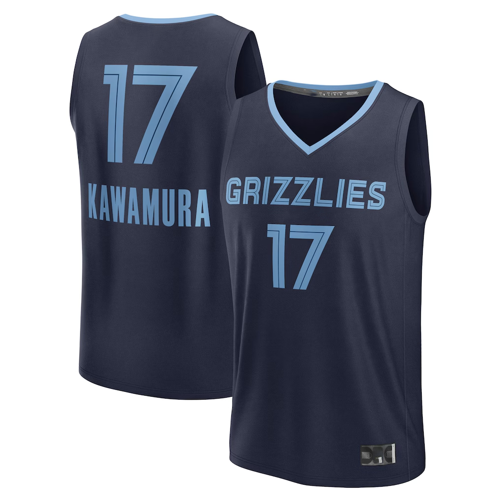 Tlead M.Grizzlies #17 Yuki Kawamura Navy Fast Break Replica Player Stitched Jerseys- Icon Edition