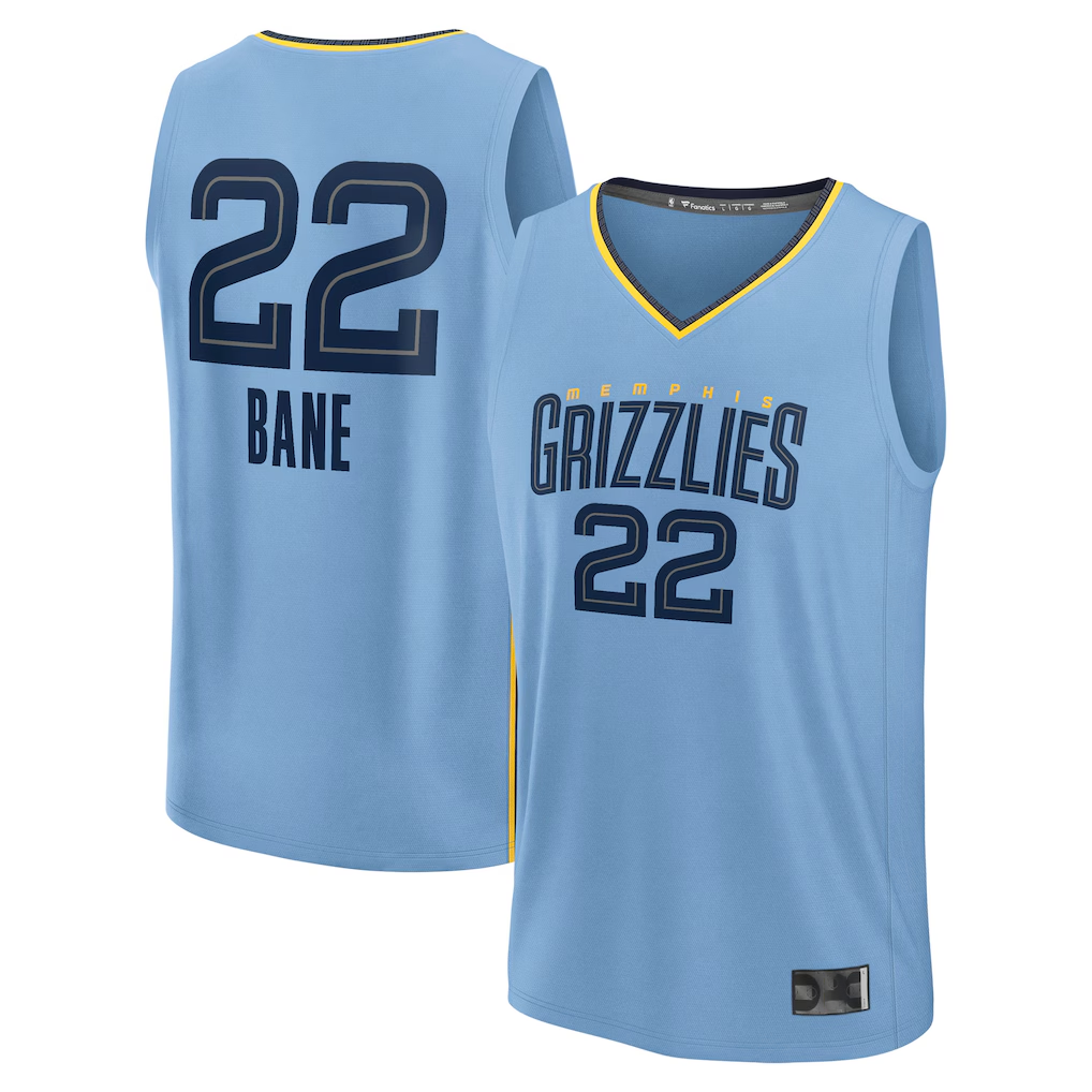 Tlead M.Grizzlies #22 Desmond Bane Light Blue Fast Break Replica Player Stitched Jerseys- Statement Edition