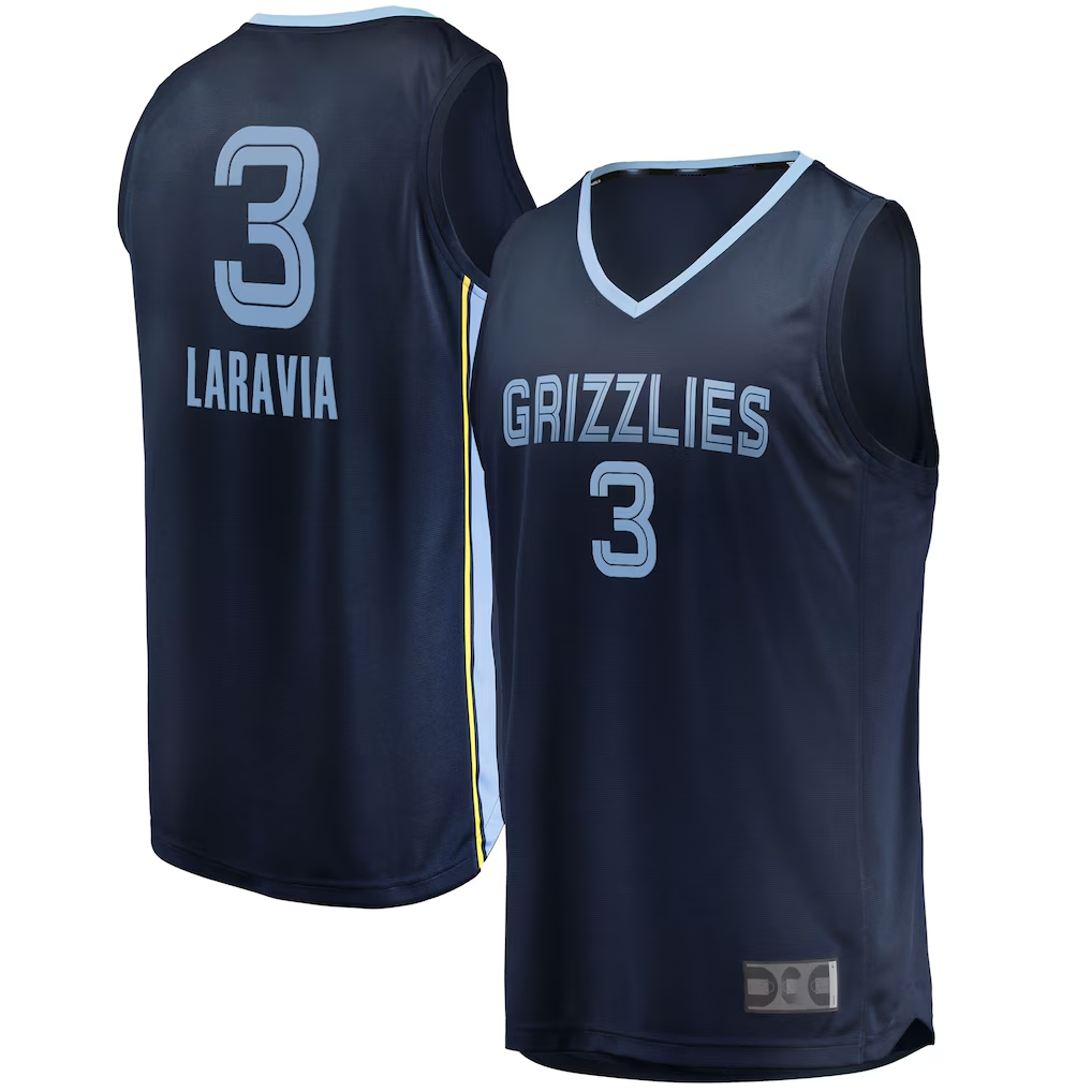 Tlead M.Grizzlies #3 Jake LaRavia Navy Fast Break Replica Player Stitched Jerseys- Icon Edition