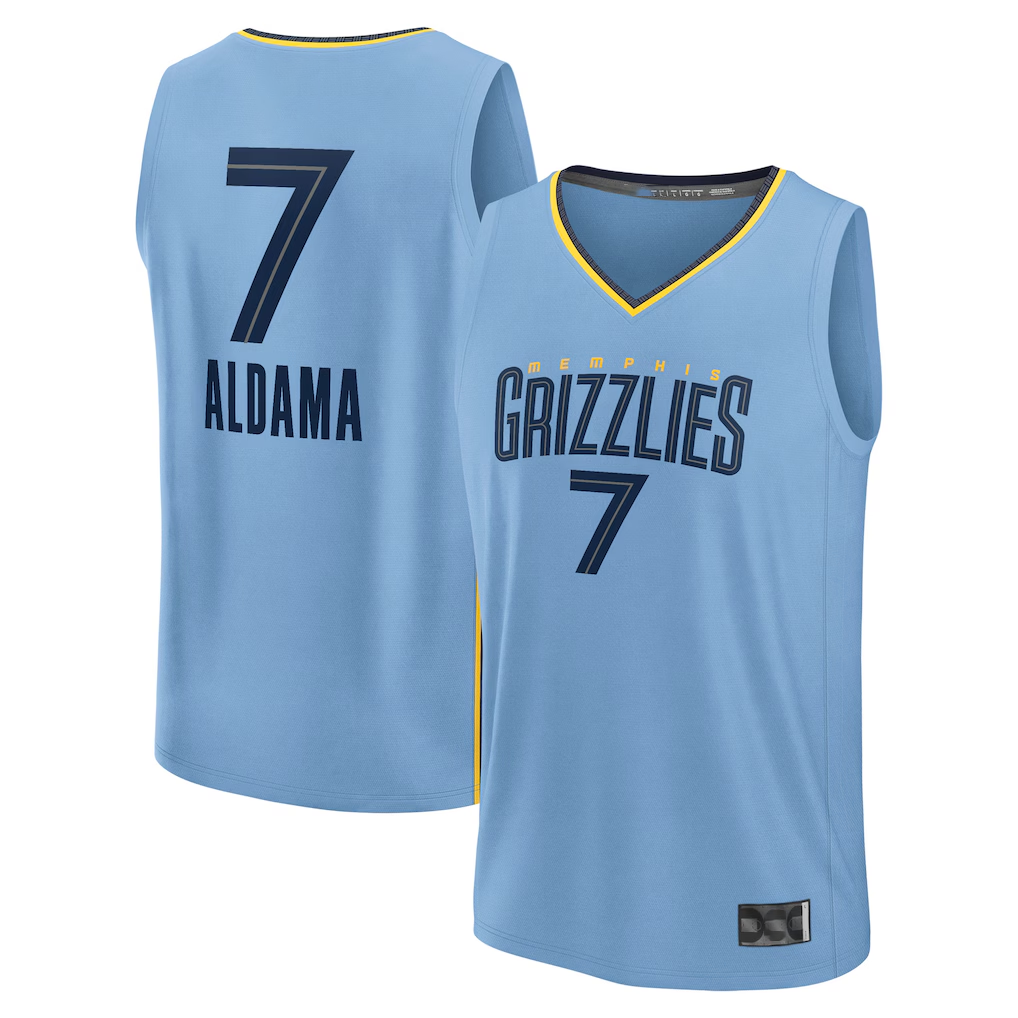 Tlead M.Grizzlies #7 Santi Aldama Light Blue Fast Break Replica Player Stitched Jerseys- Statement Edition