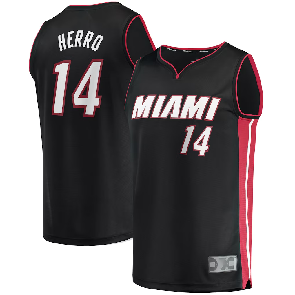 Tlead M.Heat #14 Tyler Herro Black Fast Break Replica Jerseys - Icon Edition