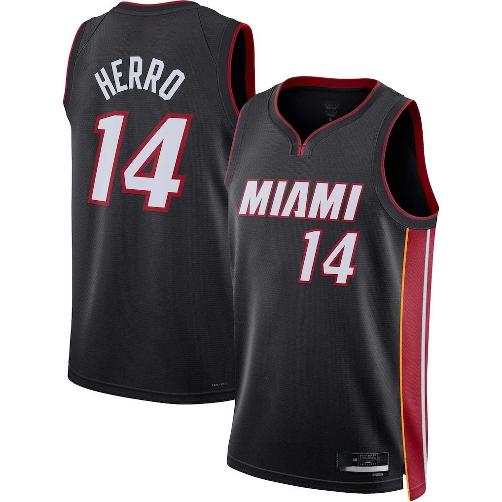 Tlead M.Heat #14 Tyler Herro Black Swingman Jerseys - Icon Edition