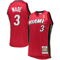 Tlead M.Heat #3 Dwyane Wade Mitchell & Ness Red 2005-06 Hardwood Classics Authentic Jerseys