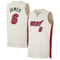 Tlead M.Heat #6 LeBron James Cream Forever King Reserve Authentic Jerseys