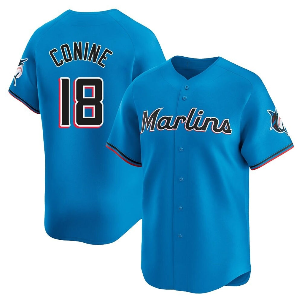 Tlead M.Marlins #18 Griffin Conine Player Blue Home Limited Stitched Jerseys
