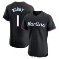 Tlead M.Marlins #1 Connor Norby Player Black Vapor Home Limited Elite Stitched Jerseys