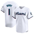 Tlead M.Marlins #1 Connor Norby Player White Home Limited Stitched Jerseys