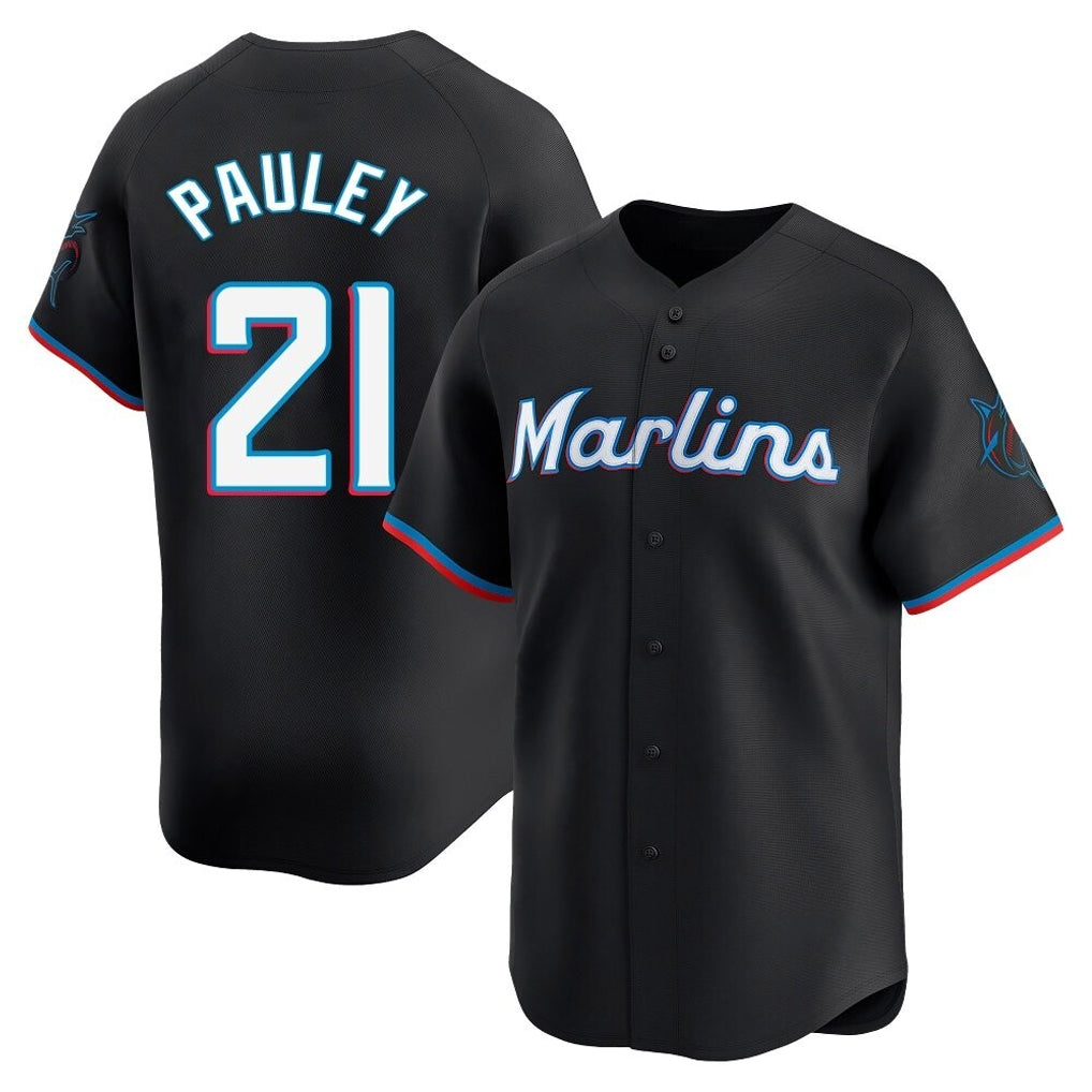 Tlead M.Marlins #21 Graham Pauley Player Black  Home Limited Stitched Jerseys