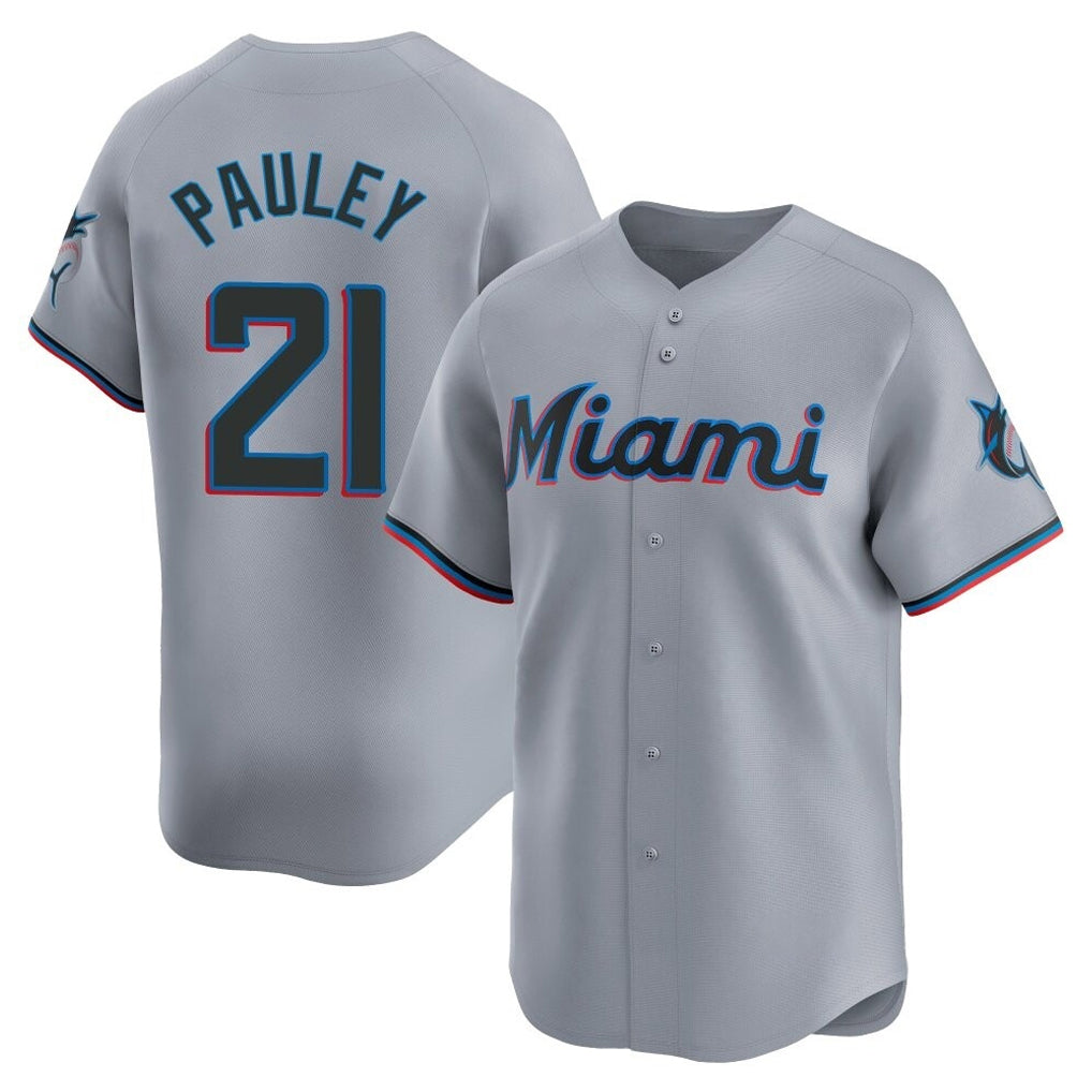 Tlead M.Marlins #21 Graham Pauley Player Gray Home Limited Stitched Jerseys