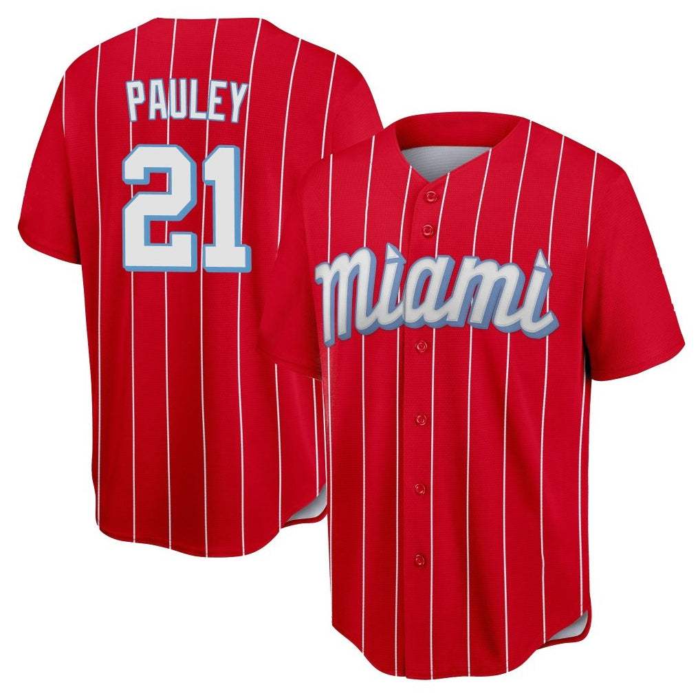 Tlead M.Marlins #21 Graham Pauley Player Red City Connect Home Game Stitched Jerseys