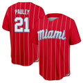 Tlead M.Marlins #21 Graham Pauley Player Red City Connect Home Game Stitched Jerseys