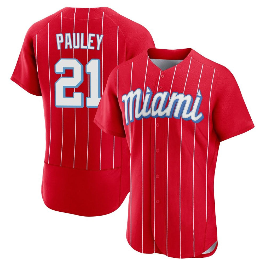 Tlead M.Marlins #21 Graham Pauley Player Red City Connect Home Limited Elite Stitched Jerseys