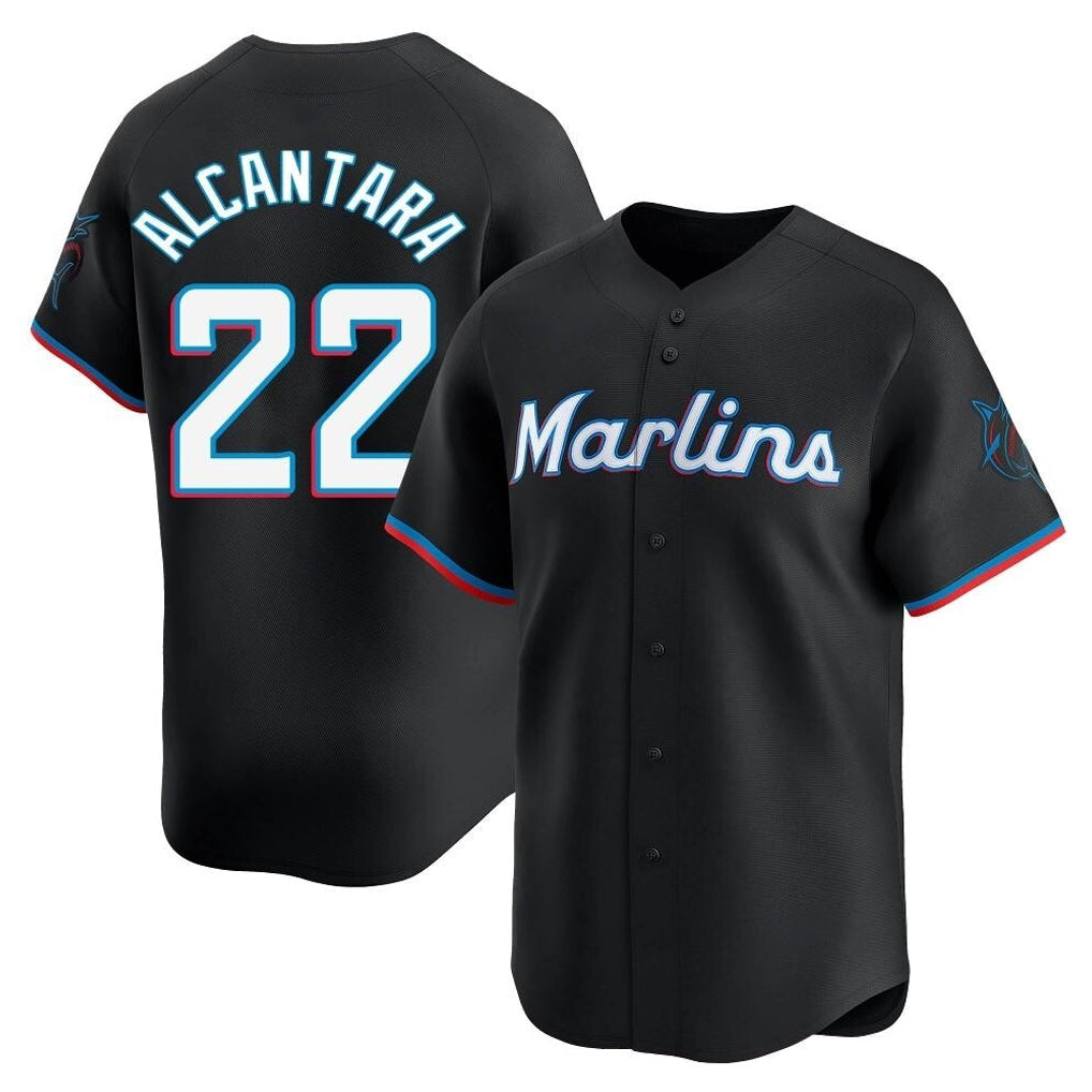 Tlead M.Marlins #22 Sandy Alcantara Player Black  Home Limited Stitched Jerseys