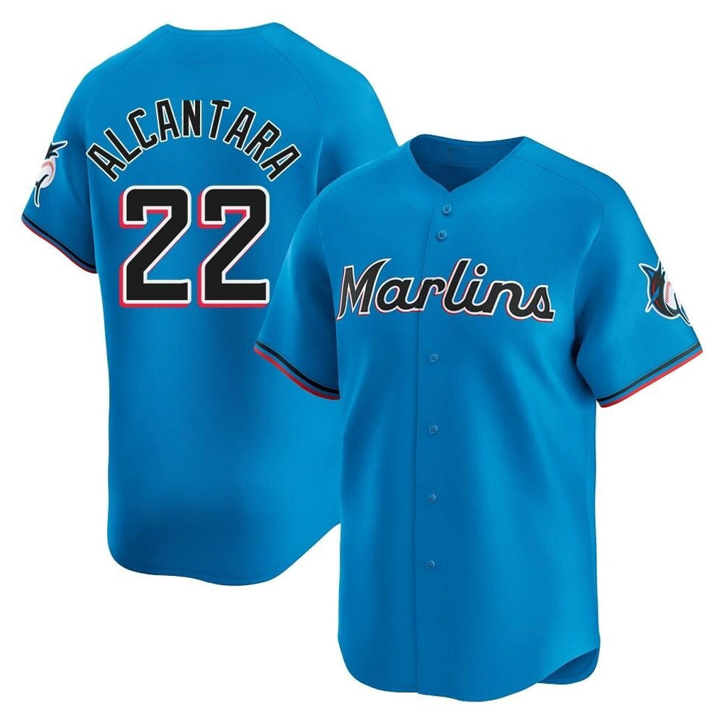 Tlead M.Marlins #22 Sandy Alcantara Player Blue Home Limited Stitched Jerseys