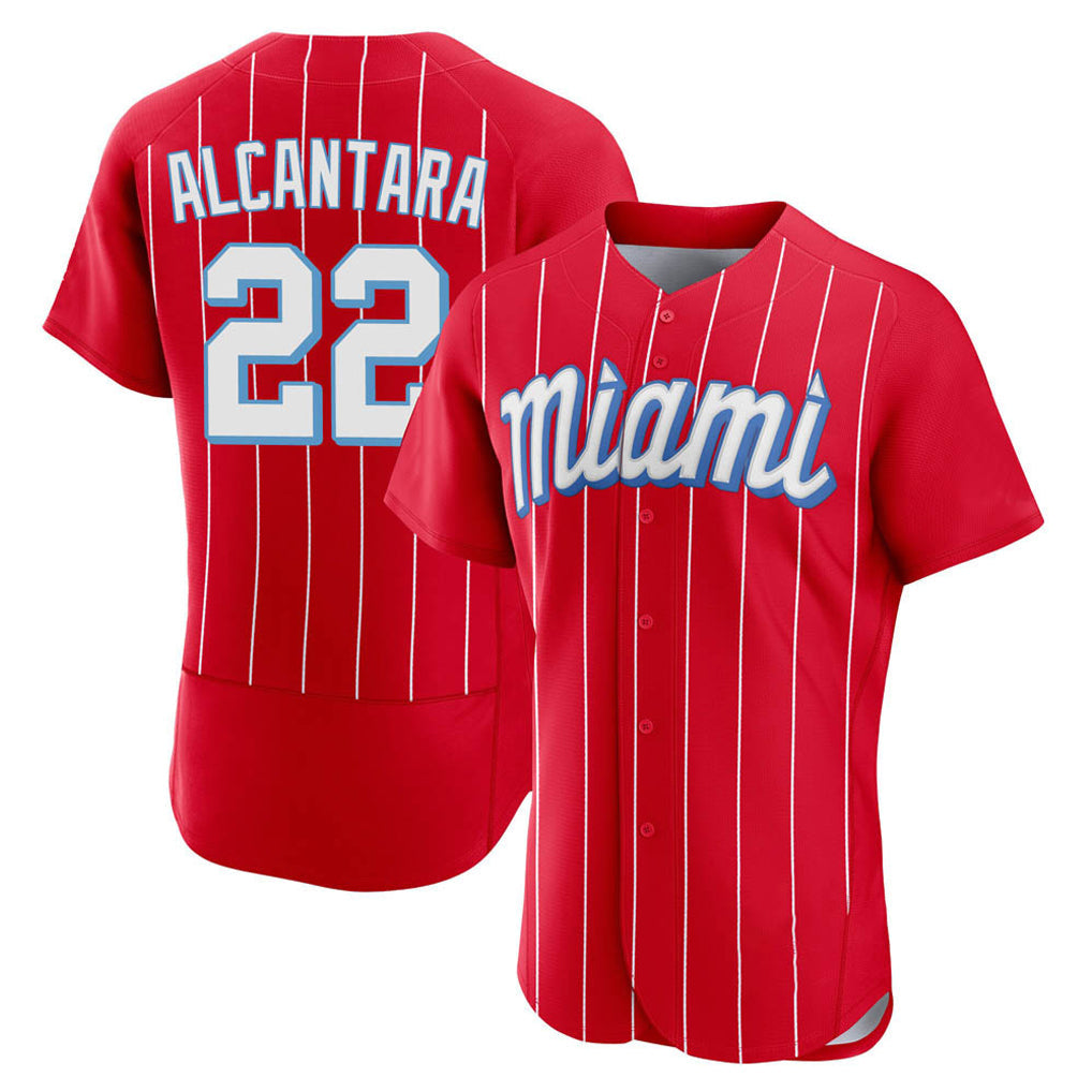 Tlead M.Marlins #22 Sandy Alcantara Player Red City Connect Home Limited Elite Stitched Jerseys