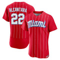 Tlead M.Marlins #22 Sandy Alcantara Player Red City Connect Home Limited Elite Stitched Jerseys