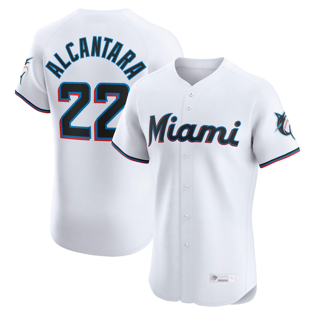Tlead M.Marlins #22 Sandy Alcantara Player White  Home Limited Elite Stitched Jerseys