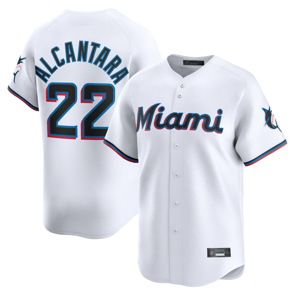 Tlead M.Marlins #22 Sandy Alcantara Player White Home Limited Stitched Jerseys