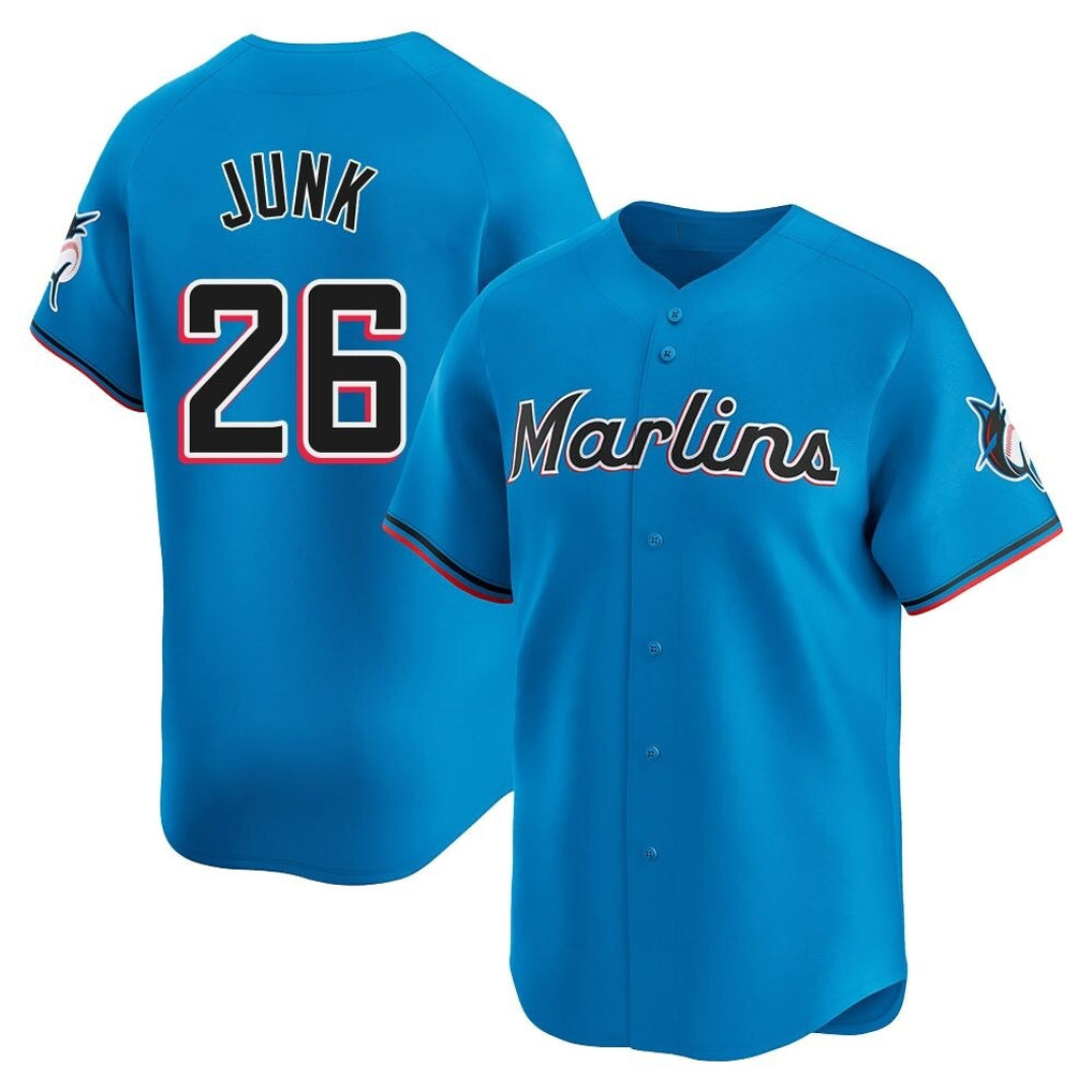 Tlead M.Marlins #26 Janson Junk Player Blue Home Limited Stitched Jerseys
