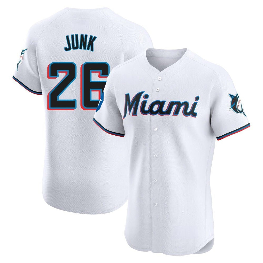 Tlead M.Marlins #26 Janson Junk Player White Home Limited Elite Stitched Jerseys