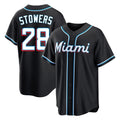 Tlead M.Marlins #28 Kyle Stowers Player Black Fashion Out Home Game Stitched Jerseys