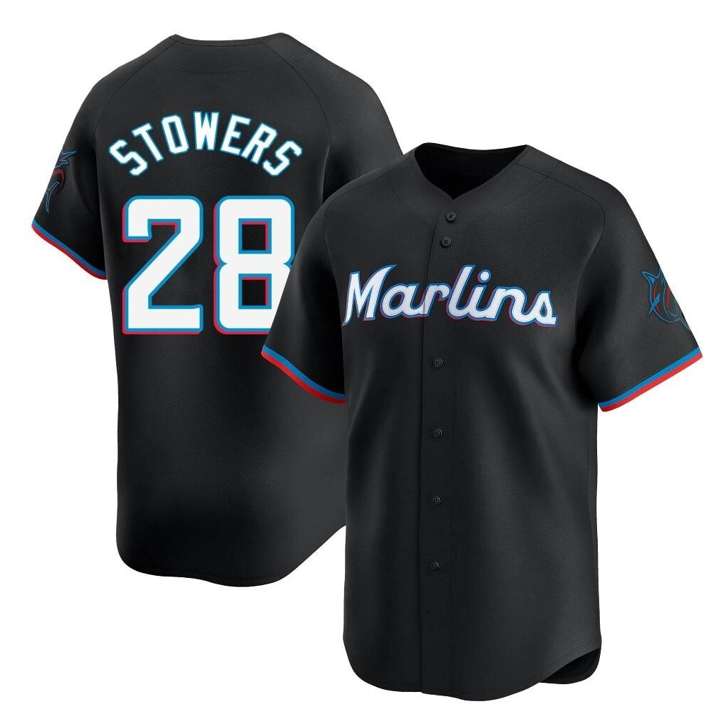 Tlead M.Marlins #28 Kyle Stowers Player Black Home Limited Stitched Jerseys