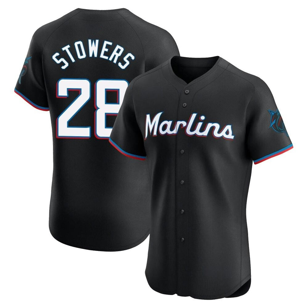 Tlead M.Marlins #28 Kyle Stowers Player Black Vapor Home Limited Elite Stitched Jerseys