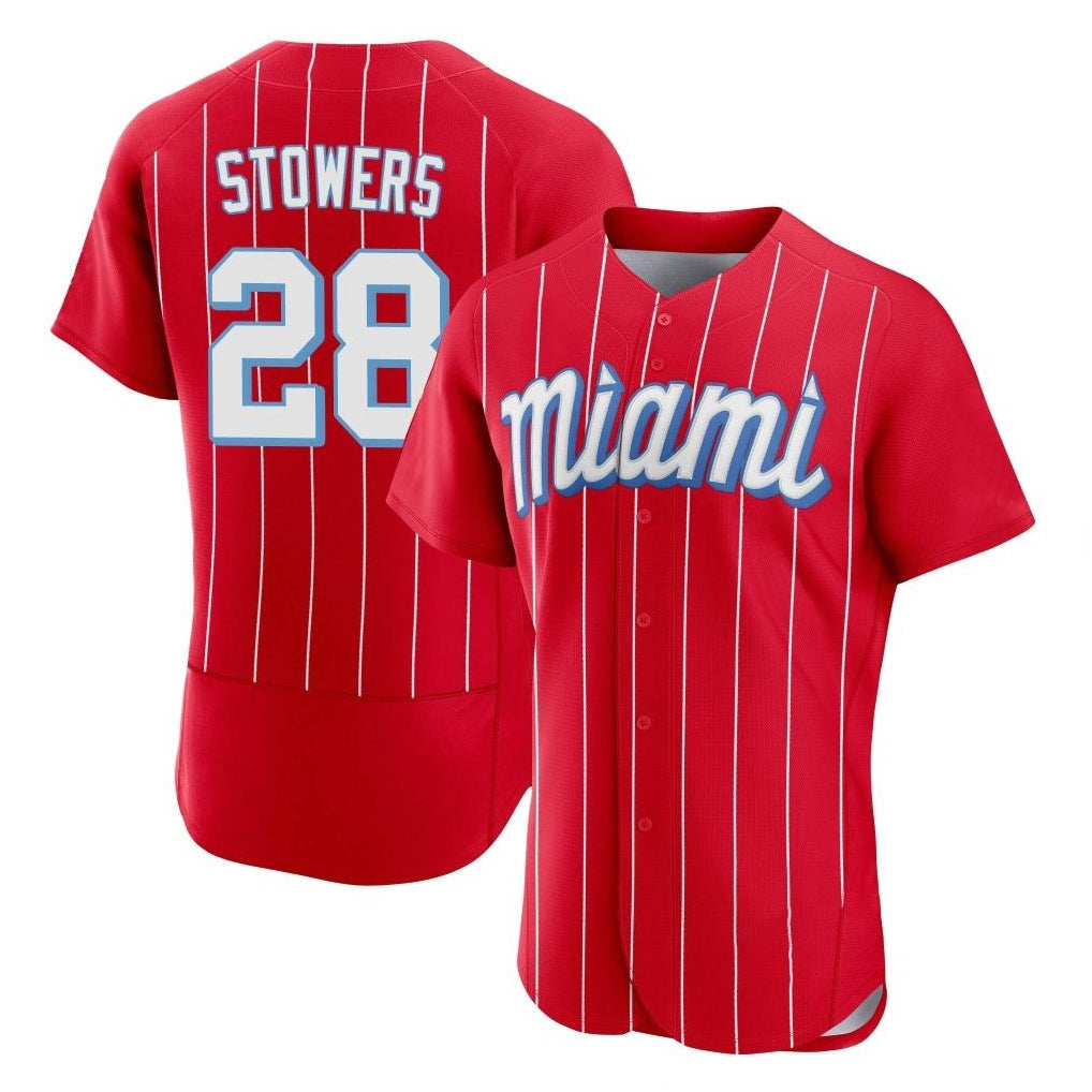 Tlead M.Marlins #28 Kyle Stowers Player Red City Connect Home Limited Elite Stitched Jerseys