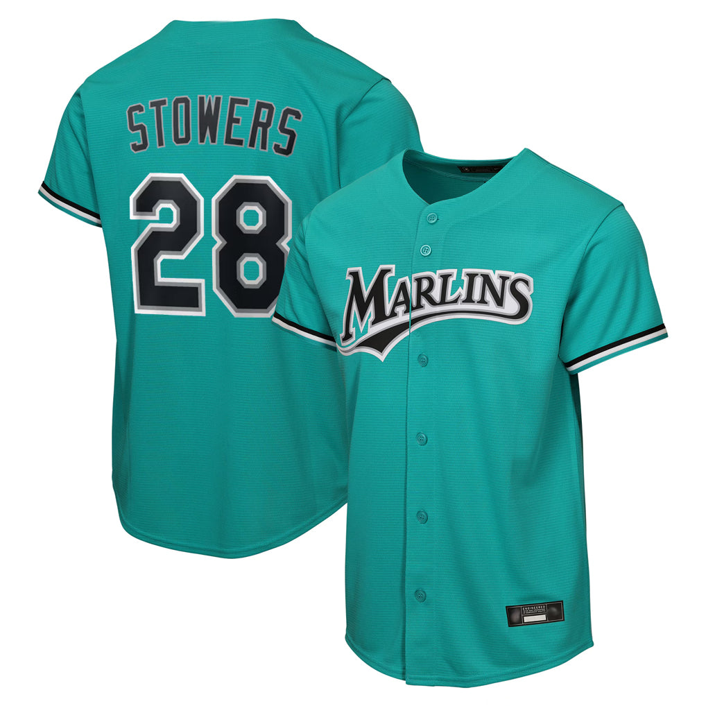 Tlead M.Marlins #28 Kyle Stowers Player Teal Home Game Stitched Jerseys