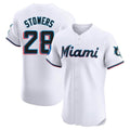 Tlead M.Marlins #28 Kyle Stowers Player White  Home Limited Elite Stitched Jerseys