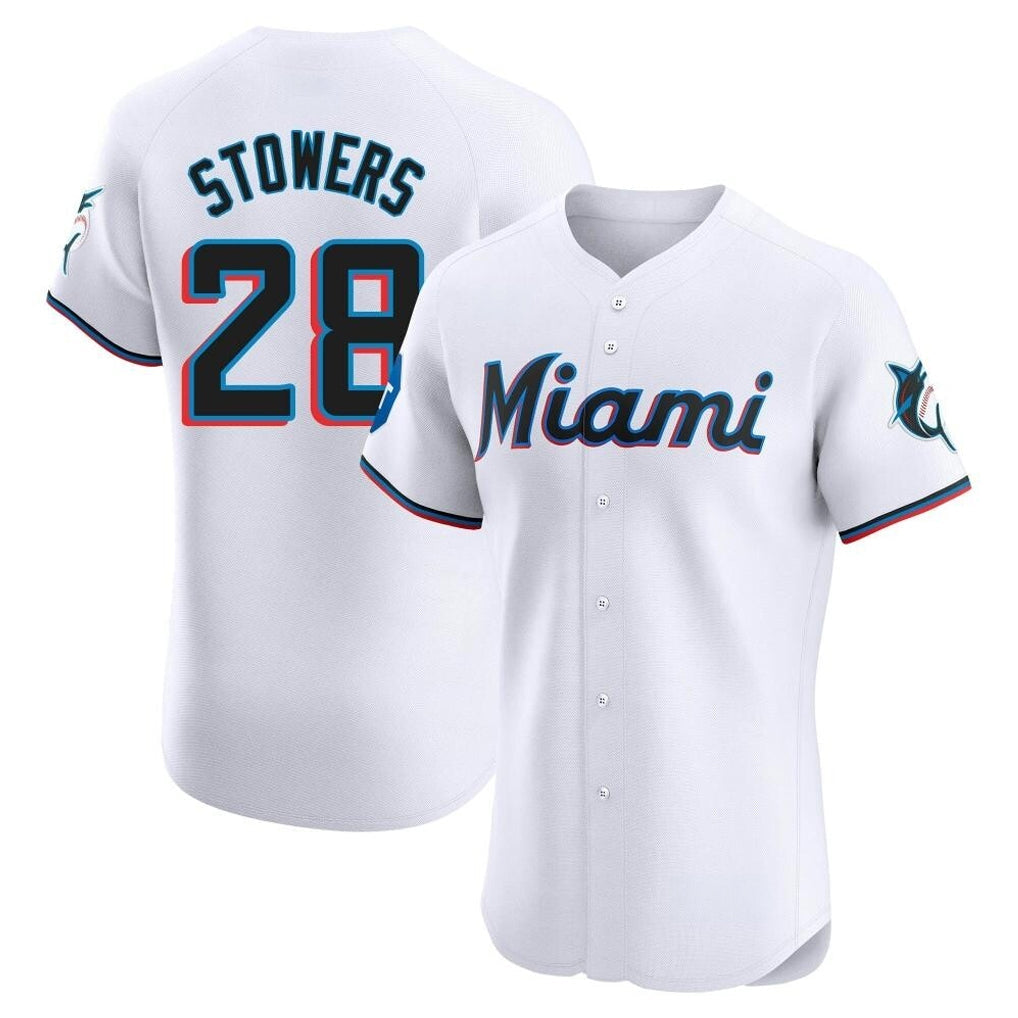Tlead M.Marlins #28 Kyle Stowers Player White  Home Limited Elite Stitched Jerseys