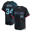 Tlead M.Marlins #34 Liam Hicks Player Black City Connect Home Limited Stitched Jerseys