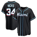 Tlead M.Marlins #34 Liam Hicks Player Black Fashion Out Home Game Stitched Jerseys
