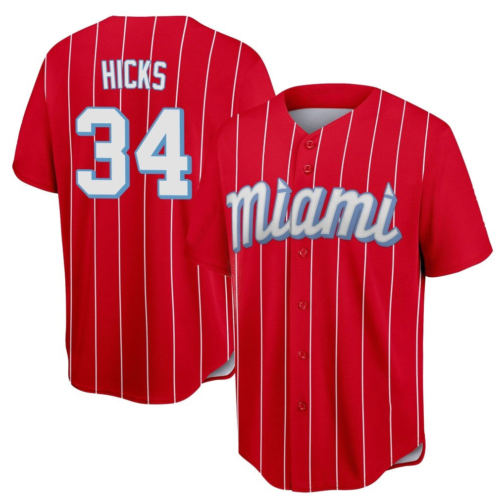 Tlead M.Marlins #34 Liam Hicks Player Red City Connect Home Game Stitched Jerseys
