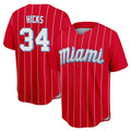 Tlead M.Marlins #34 Liam Hicks Player Red City Connect Home Game Stitched Jerseys