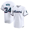 Tlead M.Marlins #34 Liam Hicks Player White  Home Limited Stitched Jerseys