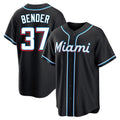 Tlead M.Marlins #37 Anthony Bender Player Black Fashion Out Home Game Stitched Jerseys