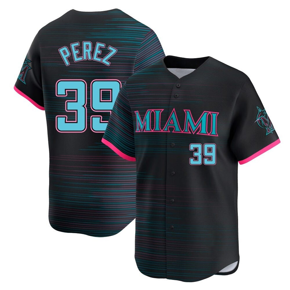 Tlead M.Marlins #39 Eury Perez Player Black City Connect Home Limited Stitched Jerseys