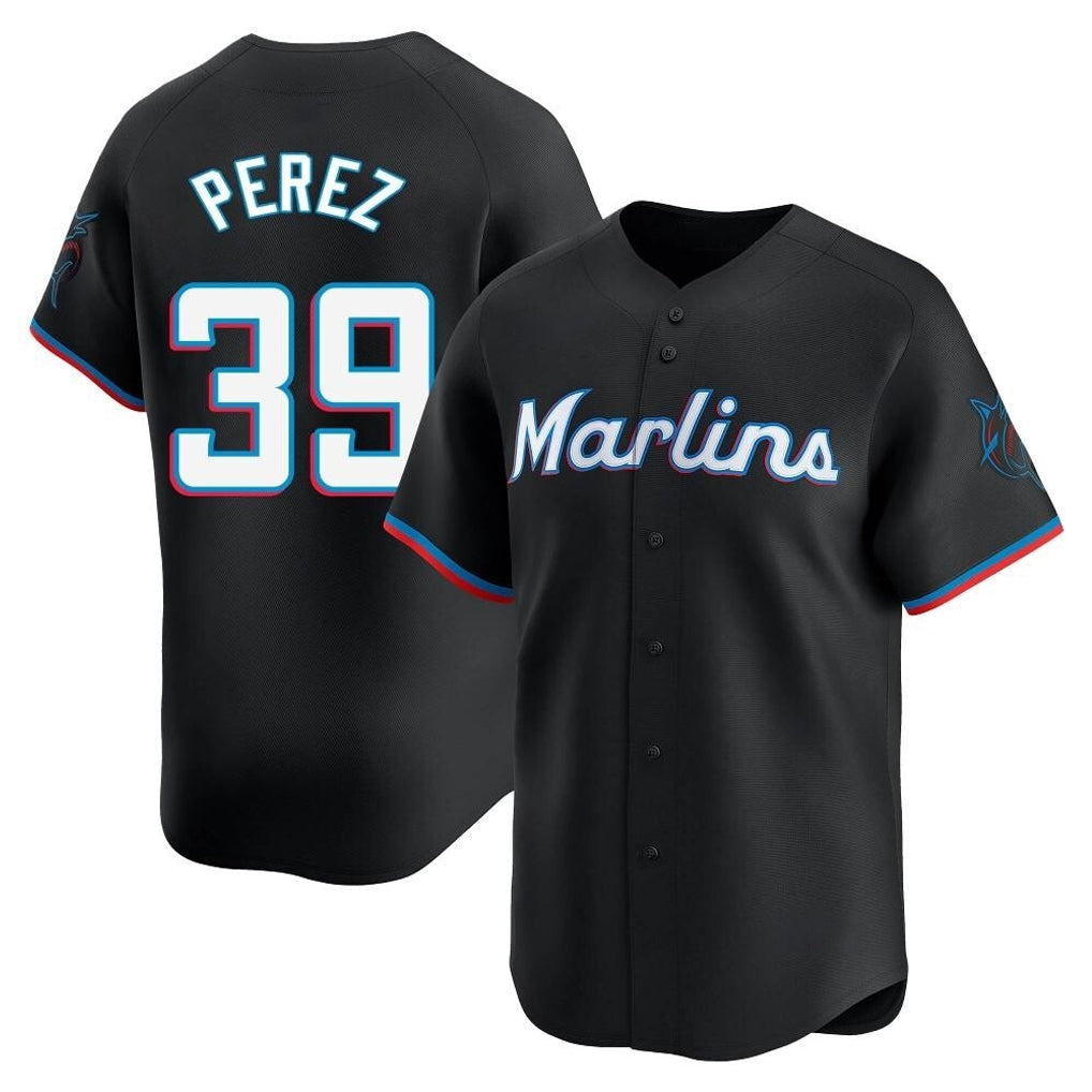 Tlead M.Marlins #39 Eury Perez Player Black  Home Limited Stitched Jerseys
