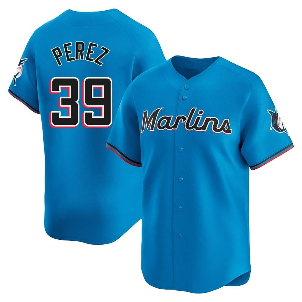 Tlead M.Marlins #39 Eury Perez Player Blue Home Limited Stitched Jerseys