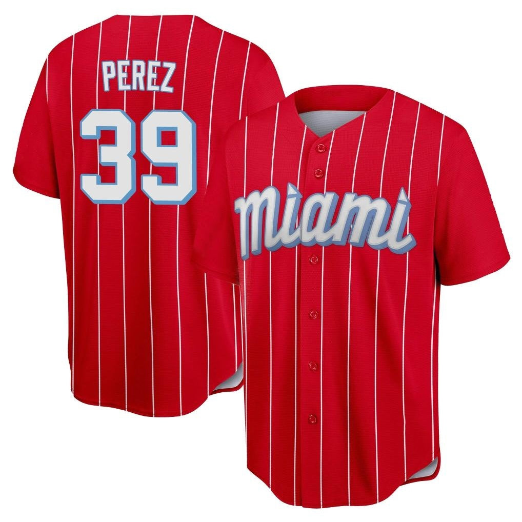 Tlead M.Marlins #39 Eury Perez Player Red City Connect Home Game Stitched Jerseys