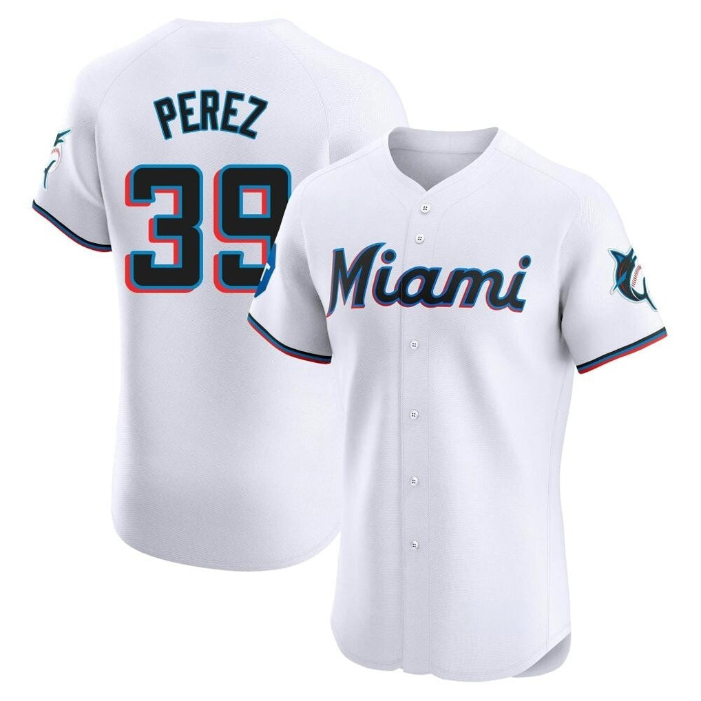 Tlead M.Marlins #39 Eury Perez Player White  Home Limited Elite Stitched Jerseys