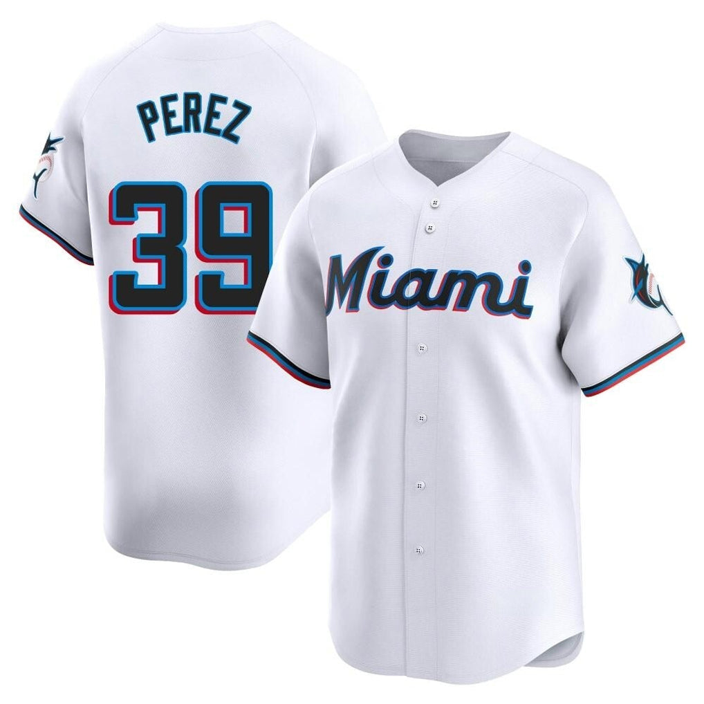 Tlead M.Marlins #39 Eury Perez Player White  Home Limited Stitched Jerseys