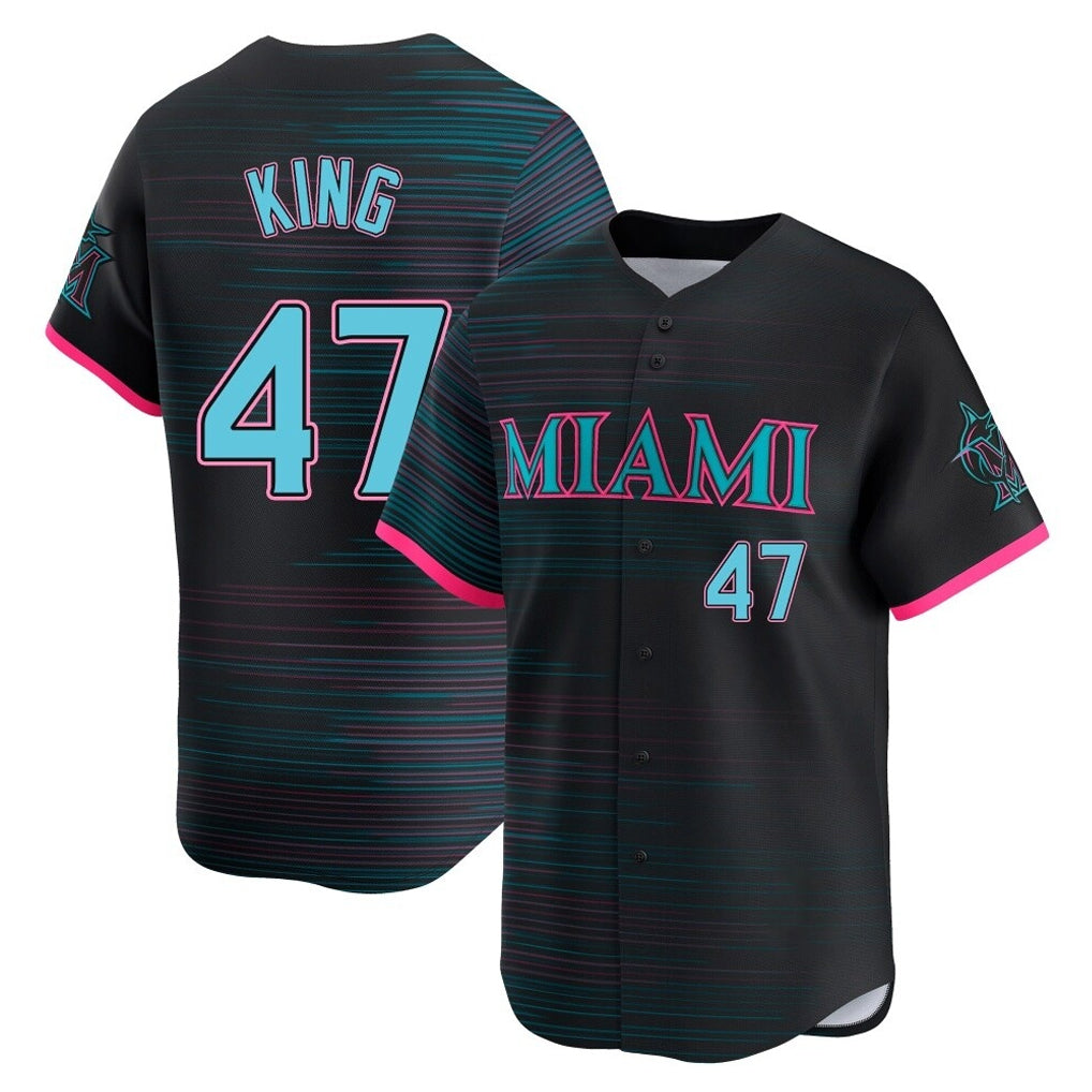 Tlead M.Marlins #47 John King Player Black City Connect Home Limited Stitched Jerseys