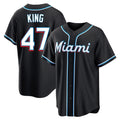 Tlead M.Marlins #47 John King Player Black Fashion Out Home Game Stitched Jerseys