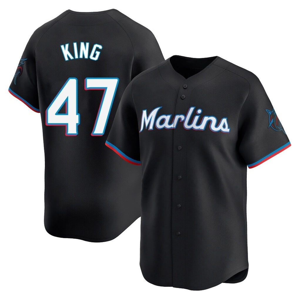 Tlead M.Marlins #47 John King Player Black Home Limited Stitched Jerseys