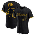 Tlead M.Marlins #47 John King Player Black Snake Skin City Home Limited Elite Stitched Jerseys