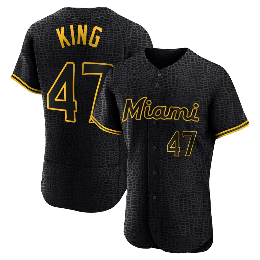 Tlead M.Marlins #47 John King Player Black Snake Skin City Home Limited Elite Stitched Jerseys