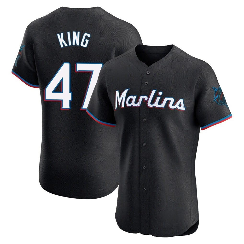 Tlead M.Marlins #47 John King Player Black Vapor Home Limited Elite Stitched Jerseys