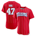 Tlead M.Marlins #47 John King Player Red City Connect Home Limited Elite Stitched Jerseys